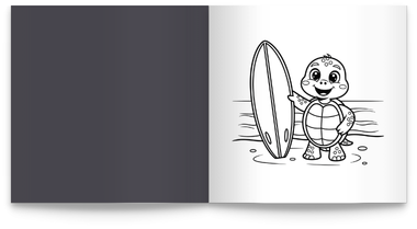 Sommer-Malbuch_Blick ins Buch_Schildkröte Surfbrett