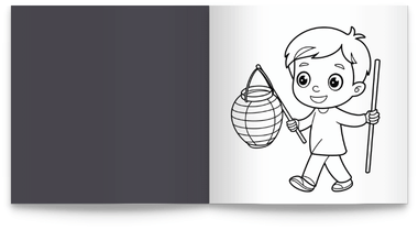 Herbst-Malbuch Seite Kind mit Laterne Herbst-Malbuch_Blick ins Buch_Kind_mit_Laterne