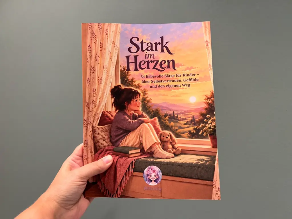 Stark im Herzen - Buch in der Hand mit grünem Hintergrund